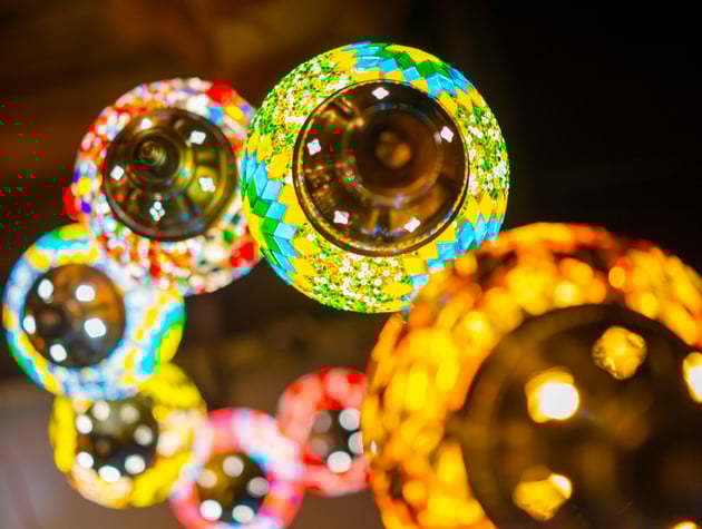 Beautiful colorful lanterns on street
