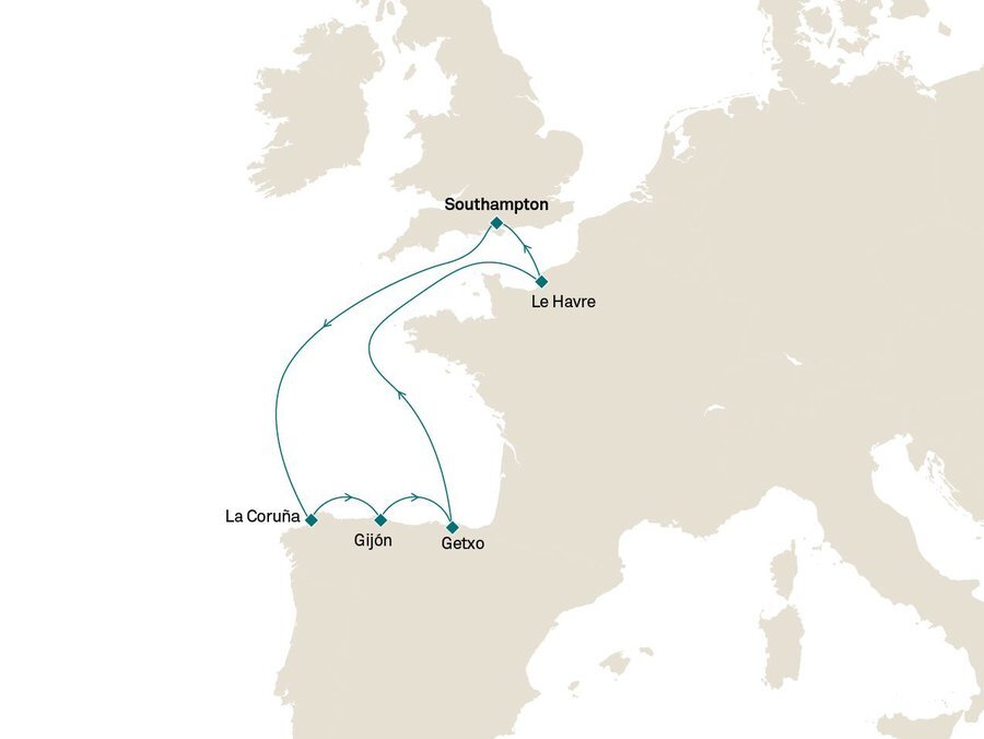 Spain and France route map