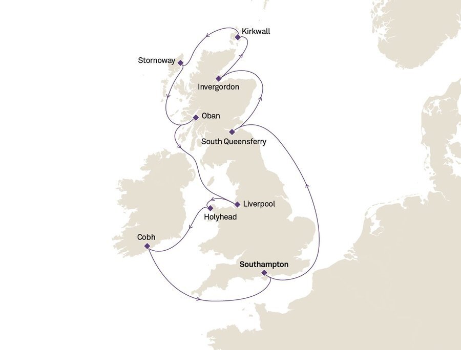 British Isles route map