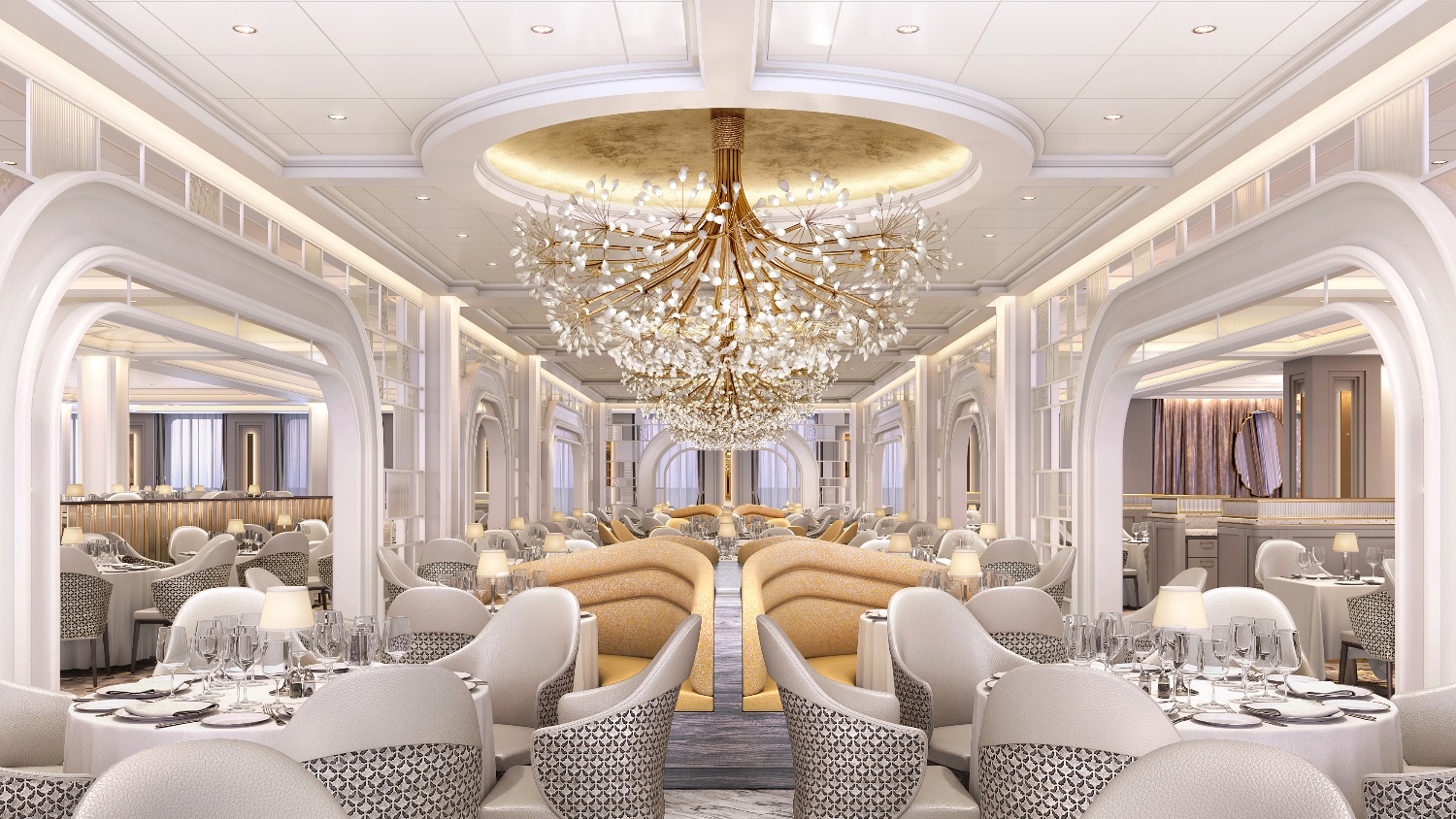 The Grand Dining Room aboard Oceania Allura