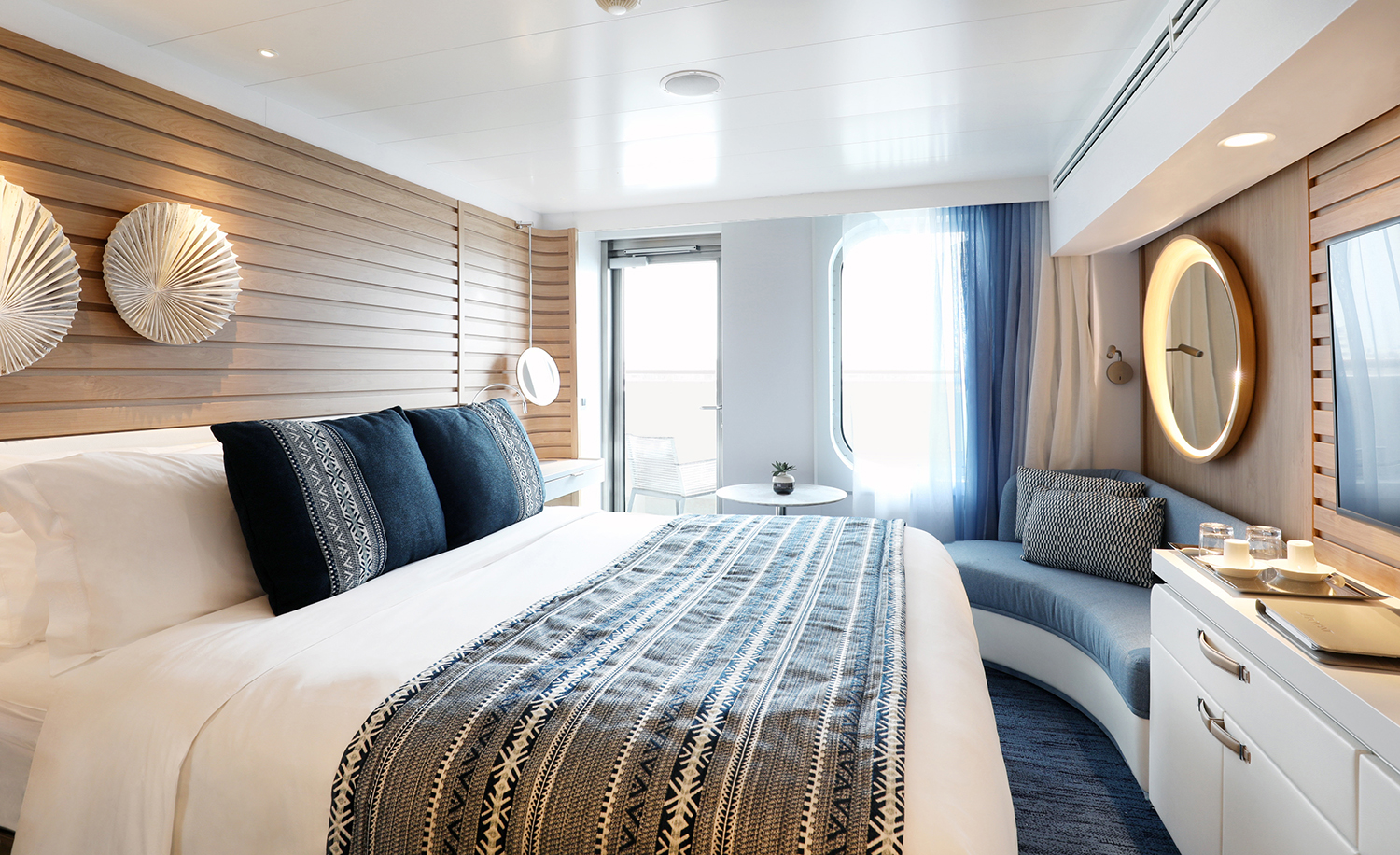 A Deluxe Stateroom aboard Le Laperouse, one of Ponant's six Explorer-class yachts