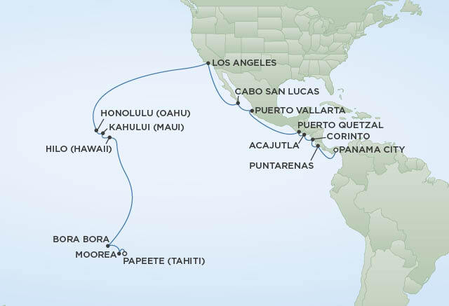 Panama to Papeete route map