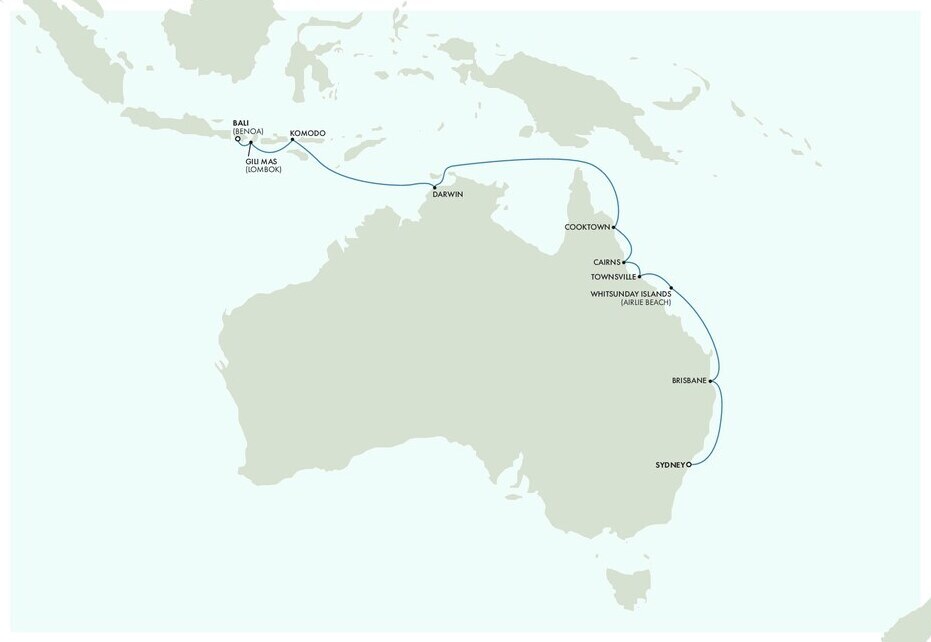 Bali to Sydney route map