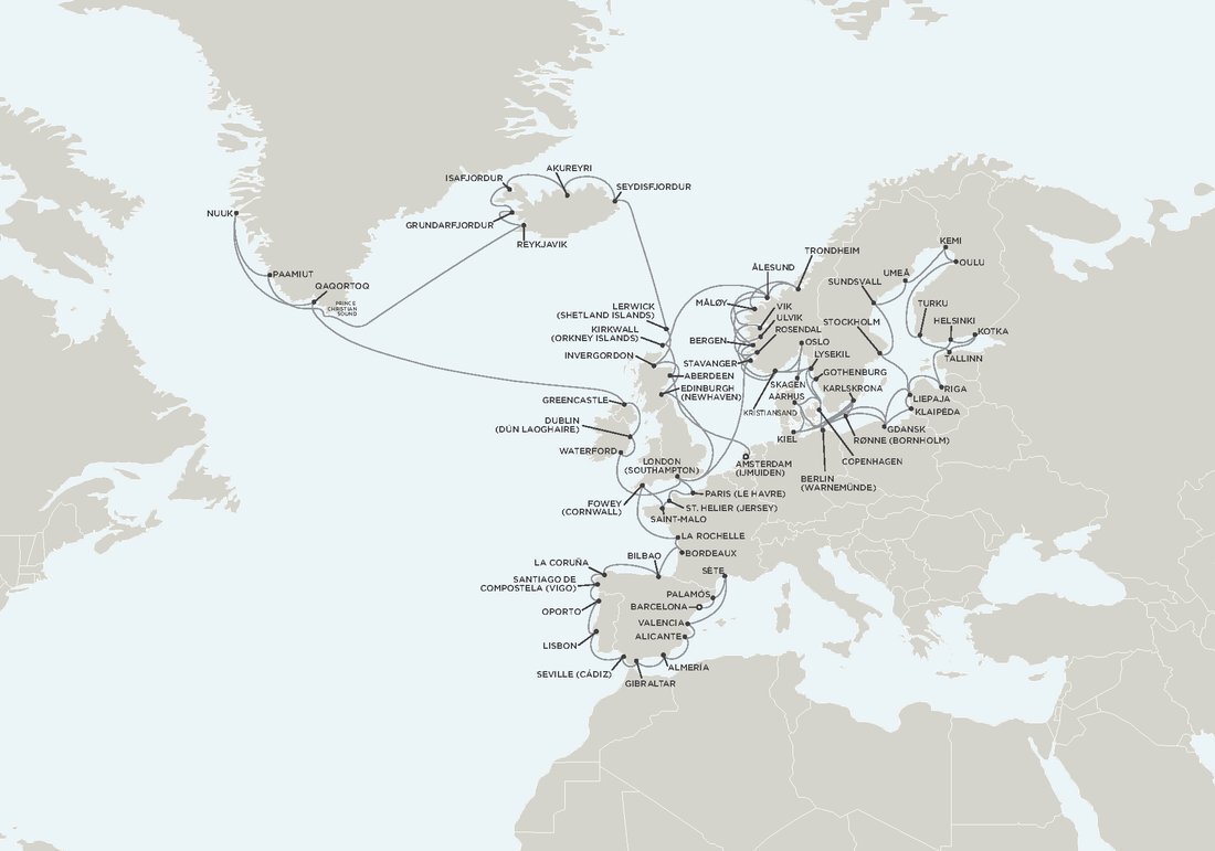 Grand Pathways of Europe route map - Barcelona to Amsterdam