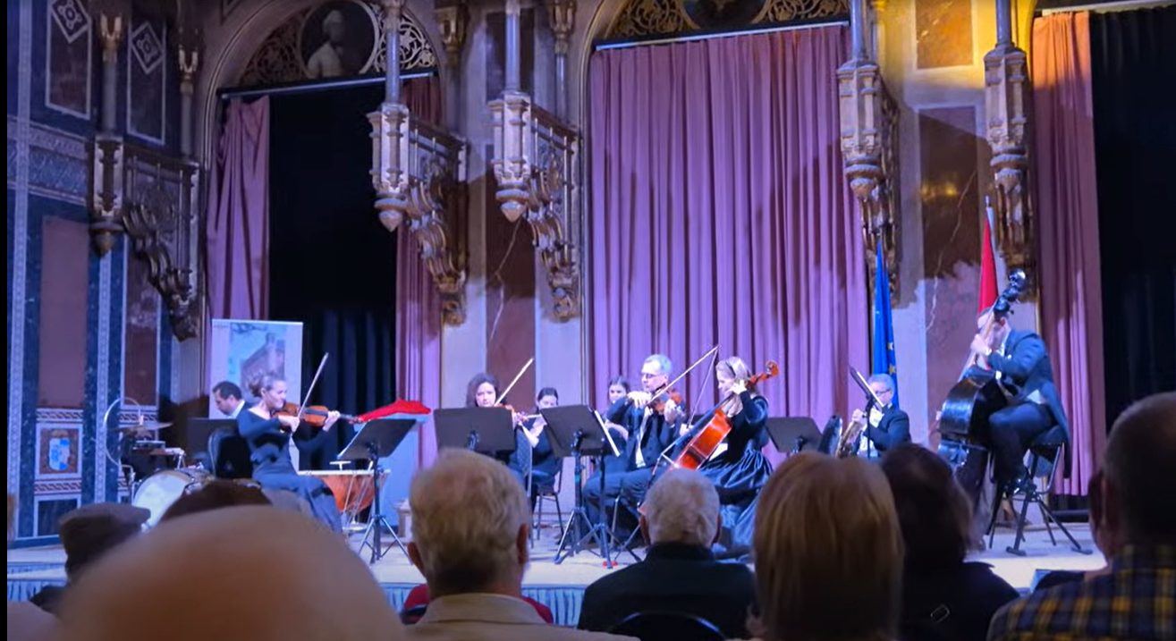 A chamber orchestra performing on stage at the Scenic Enrich evening in Vienna