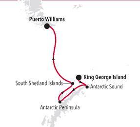 King George Island to Puerto Williams expedition route map