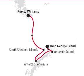 King George Island to Puerto Williams expedition route map