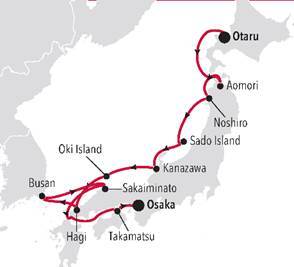 Otaru to Osaka expedition route map
