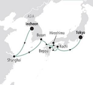 Seoul to Tokyo cruise route map