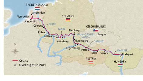 Grand European Tour cruise route map