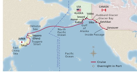 North Pacific Passage cruise route map