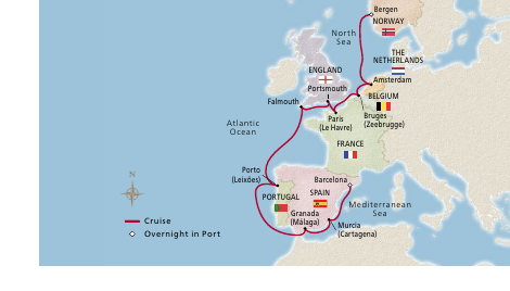Trade Routes of the Middle Ages cruise route map