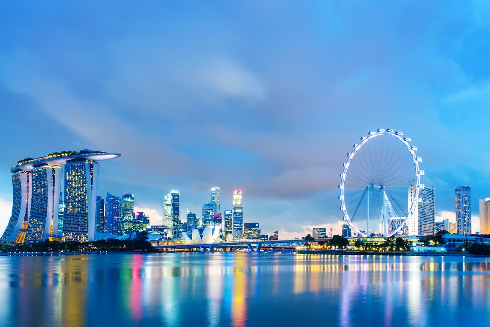 Singapore skyline at night